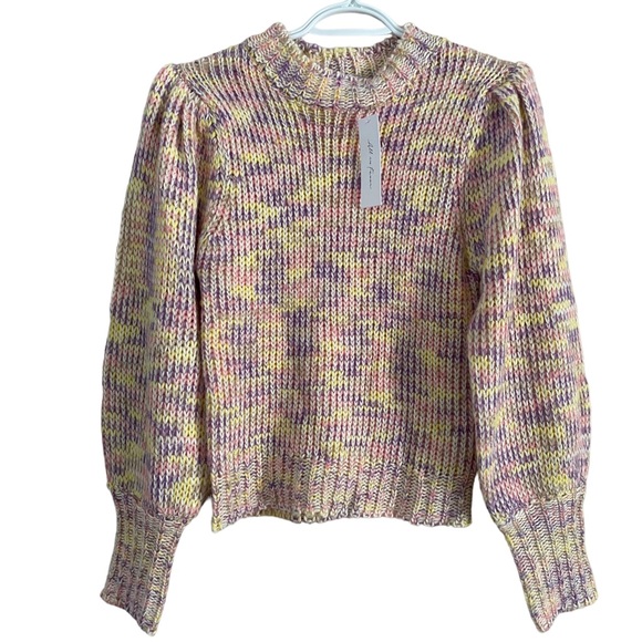 All In Favor Pastel Marled Pink Purple Multi Color Knit Pull Over Sweater Size S - Picture 2 of 13